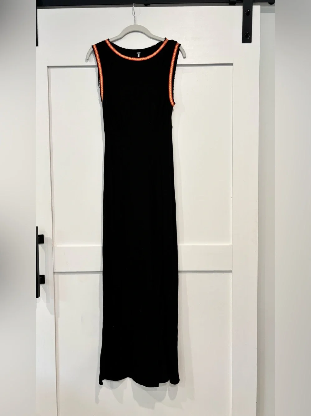 Free People Black Maxi Dress with Orange Trim